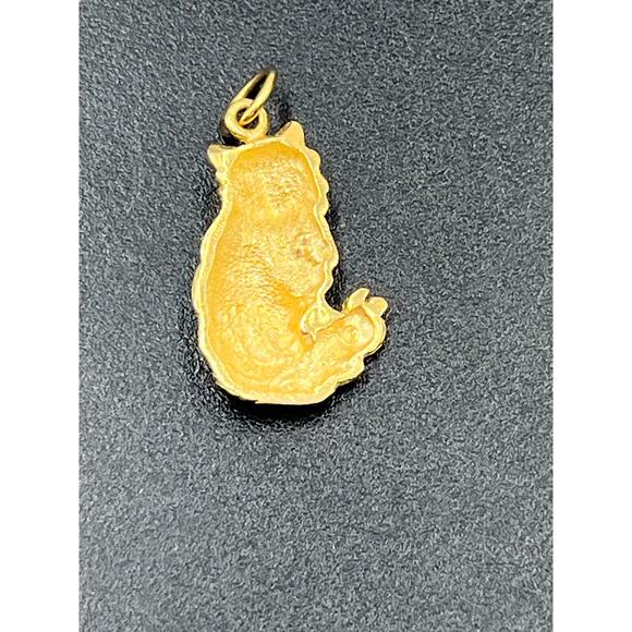 14k Yellow Gold Long Hair Domestic Cat Pet Animal Lover Whimsical Pendant - Picture 5 of 12